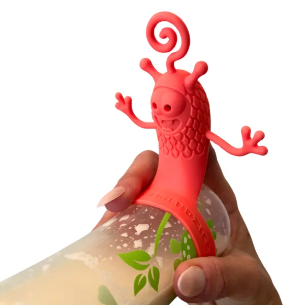 Interactive Toy for Baby Bottles - Distracted Feeding & Developmental Sensory Toy by Feeding Friendzies - Coral Companion